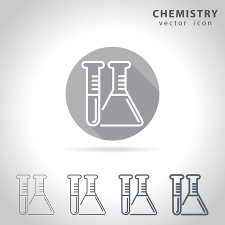 Chemistry outline icon set, collection of chemical tube icons, vector illustrationのイラスト素材