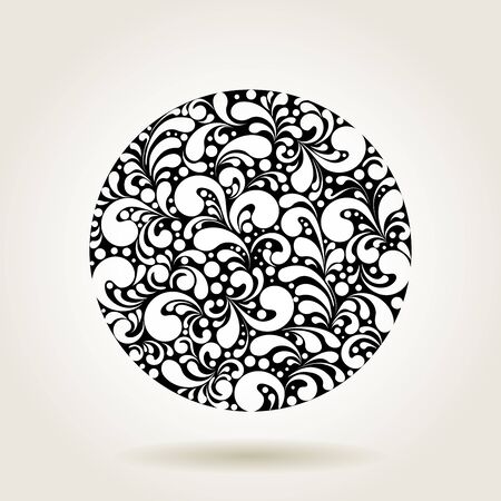 Circle silhouette decoration made of swirls shapes, vector illustrationのイラスト素材