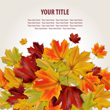 Beautiful autumn background with colorful maple leaves and place for text, illustrationのイラスト素材