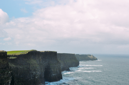 Smooth, faded shot of Moher Cliffs in Ireland. Travel, beauty of nature concept.の写真素材