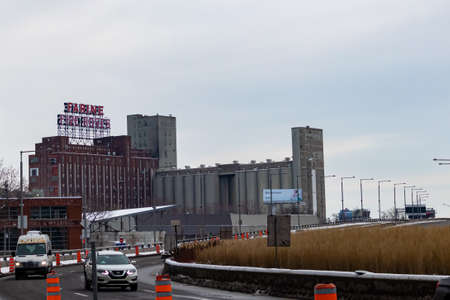 The famous Farine Five Roses flour mill from the north. The mill, opened in 1946, became property of...
