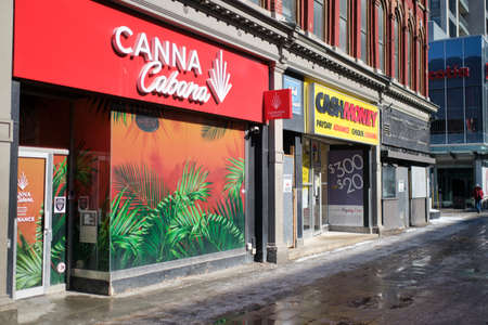 Ottawa, Ontario, Canada - March 8, 2022: A Canna Cabana cannabis shop on Rideau Street in downtown Ottawa.のeditorial素材