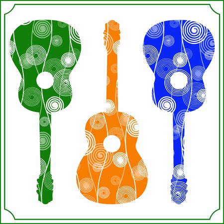 Vector illustration of colorful acoustic guitarsのイラスト素材