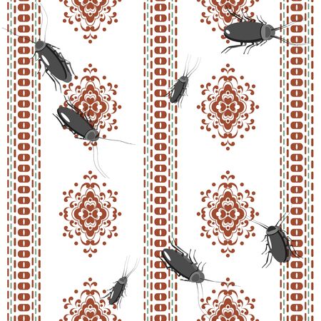 vector pattern wallpaper with cockroachesのイラスト素材