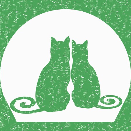 Vector template of two catsのイラスト素材
