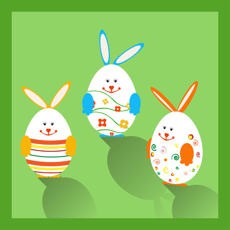 Vector illustration of Easter bunnies in shape of an eggのイラスト素材