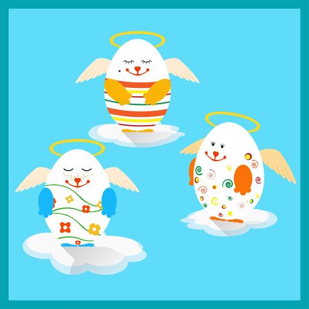 Vector illustration of Holly Easter eggs with wingsのイラスト素材