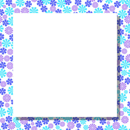 Greeting card frame with coloful flowers - vector illustrationのイラスト素材