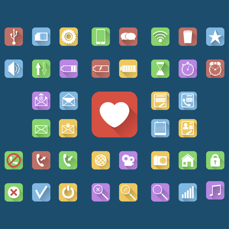 Set of flat icons for mobile app and web - vector illustrationのイラスト素材