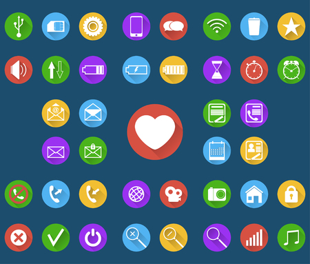 Set of flat icons for mobile app and web - vector illustrationのイラスト素材