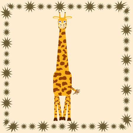 Cute giraffe cartoon in frame - vector illustrationのイラスト素材