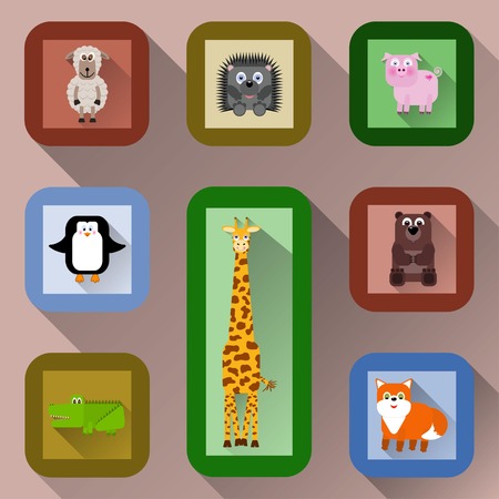 Set of animals in flat style - vector illustretionのイラスト素材