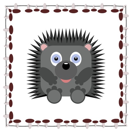 Cute hedgehog cartoon in frame - vector illustrationのイラスト素材