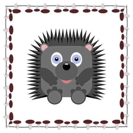 Illustration pour Cute hedgehog cartoon in frame - vector illustration - image libre de droit