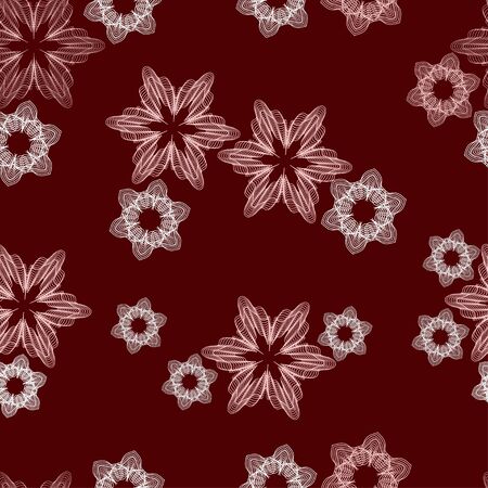 Guilloche flower seamless pattern for fabric print, wallpaper, background - vector illustrationのイラスト素材