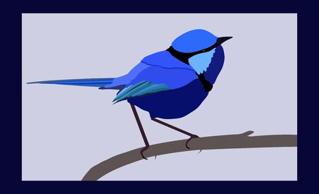 Blue bird on a branch - vector illustrationのイラスト素材