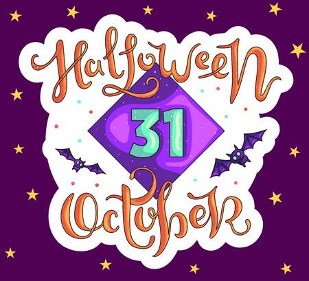 Halloween 31 October. Hand written illustration.のイラスト素材