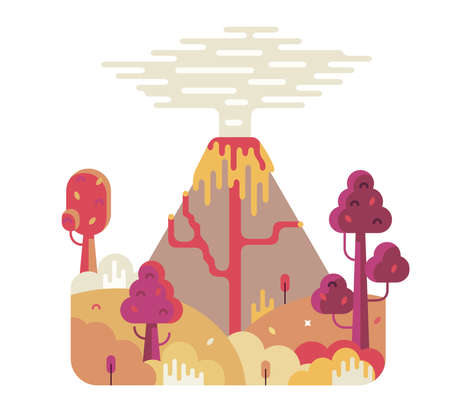 Cross-section of a volcano - vector illustration in game designのイラスト素材