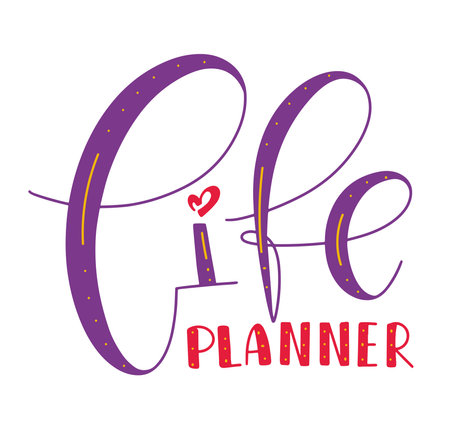 Life Planner, colored lettering isolated on white background. Vector illustrationのイラスト素材