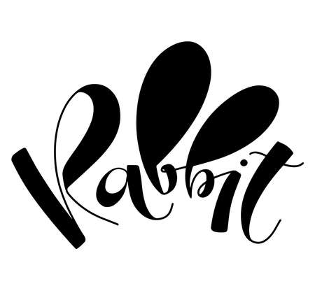 Rabbit black lettering isolated on white backgroundのイラスト素材
