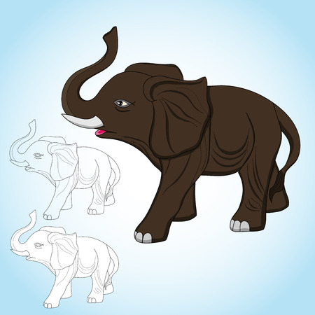 Elephants are large mammals of the family Elephantidae in the order Proboscidea. Three species are currently recognised: the African bush elephant, the African forest elephant, and the Asian elephant.のイラスト素材