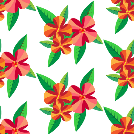 seamless pattern with large scale of flower and leaf in white background. Pattern contains large size flower and leaf.のイラスト素材