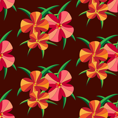 seamless pattern with large scale of flower and leaf in white background. Pattern contains large size flower and leaf.のイラスト素材