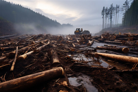 Deforestation in rural areas, timber harvesting.の素材