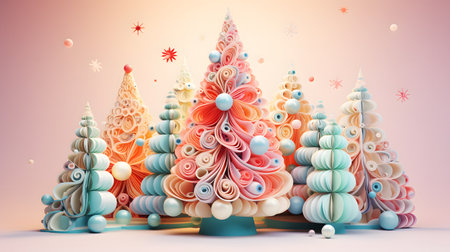 christmas tree in pastel colorsの素材