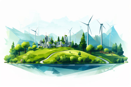 Green city and ecological life abstract illustrationの素材