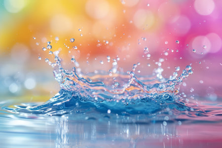 Water splash on a colorful background, World water day conceptの素材