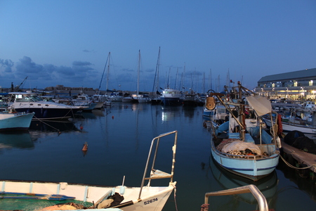 Jaffa port at nightの写真素材
