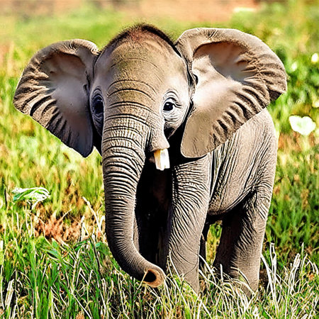 African Elephant (Loxodonta africana) in the grassの素材