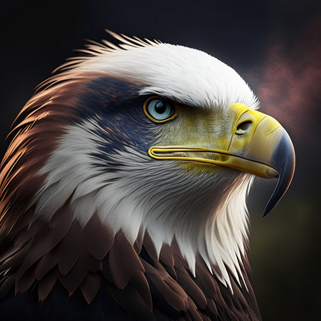 Bald Eagle, 3D render, isolated on black background.の素材