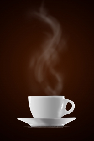 Cup of coffee on brown background の写真素材