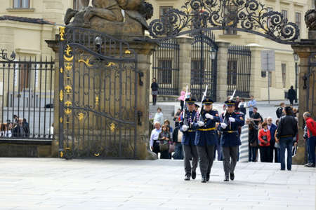Prague old town. change of guard of honor near the President Residenceのeditorial素材
