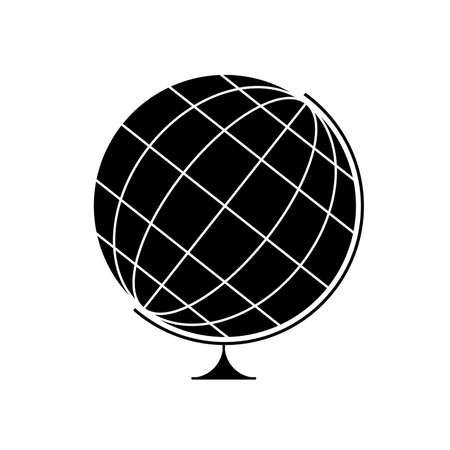Earth Globe black and white scheme isolated illustration icon - symbol of geography, history and scienceのイラスト素材