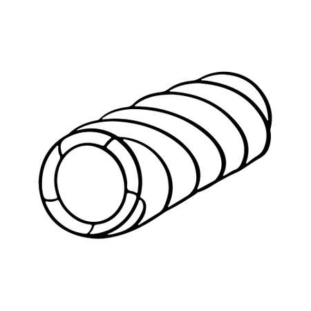 Outline silhouette of ice cream roll with icing and frosting. Sketch vector illustration for cafe menu, card decoration.のイラスト素材