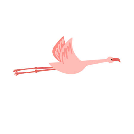 Flying cute pale pink with open wings flamingoのイラスト素材