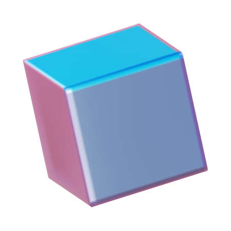 3d pink blue metal neon gradient cube shapes render. Vector abstract element. Futuristic iridescent...