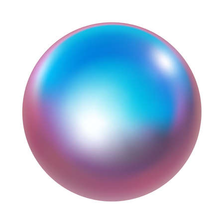 3d pink blue metal neon gradient shere render. Vector abstract ball. Futuristic iridescent holographic isometric shapeのイラスト素材