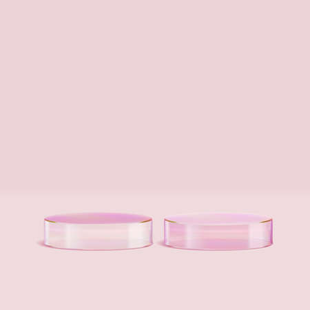 3d glass podium. Beauty product display cosmetic minimal scene. Vector cosmetic promotion stage.のイラスト素材