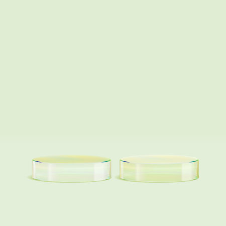 3d glass podium. Beauty product display cosmetic minimal scene. Vector cosmetic promotion stage.のイラスト素材