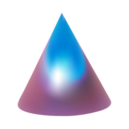 3d pink blue metal neon gradient cone render. Vector abstract trianglular form. Futuristic iridescent holographic isometric shapeのイラスト素材