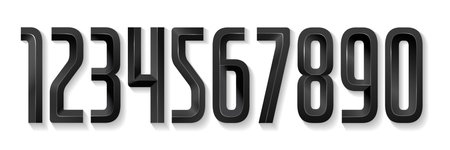 Black 3d metal digits isolated on transparent background. Door number for apartment, room or house...