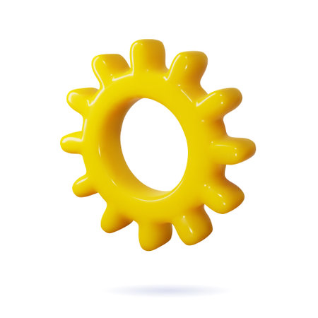 3d gear cog icon for repair system settings, software configuration. Vector render illustration, isolated on white backgroundのイラスト素材