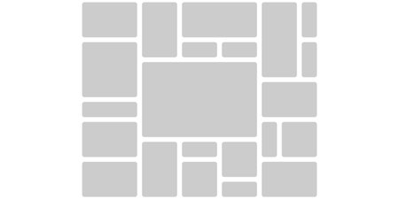 Mosaic montage grid template. Visual brick wireframe of geometric blocks layout. Composite chaos shapes for photomontage modern collection. Statistic software bento website design slide technology.のイラスト素材