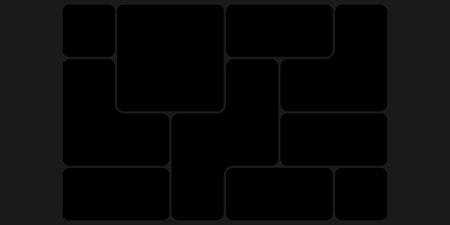 Black grid template bento box ui. Photo frame collage layout design. Puzzle mosaic blocks for picture gallery page. Dark mood board mockup horizontal banner. Flat y2k dashboard presentation slideのイラスト素材