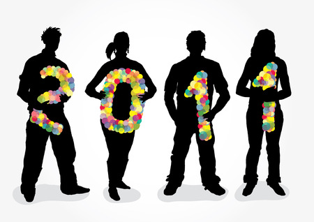Silhouette Of Students Holding 2011 のイラスト素材