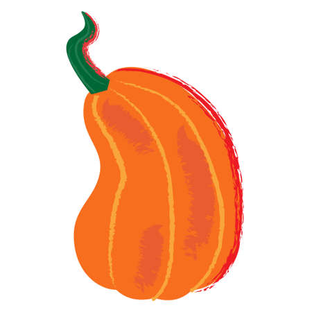 Orange pumpkin icon in cartoon hand drawn style. Vector illustration clipart elementのイラスト素材